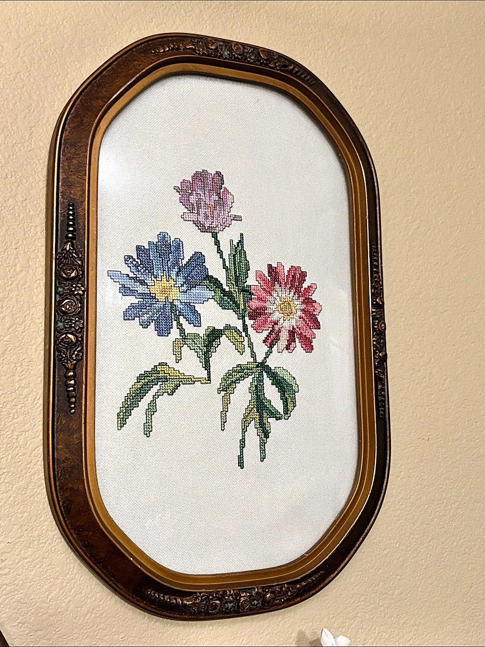 Framed Floral Needlepoint Wall Art